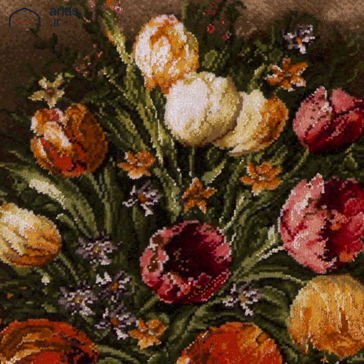 تابلو فرش دستباف گلدان حصیری کد C219