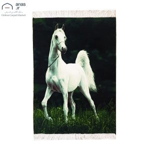 تابلو فرش دستباف برجسته چله ابریشم طرح اسب سفید کد T02260