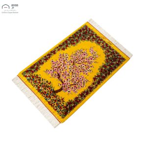 فرش دستباف 60 در 90 ابریشم نقشه شکوفه گیلاس مهپور کد D02148G