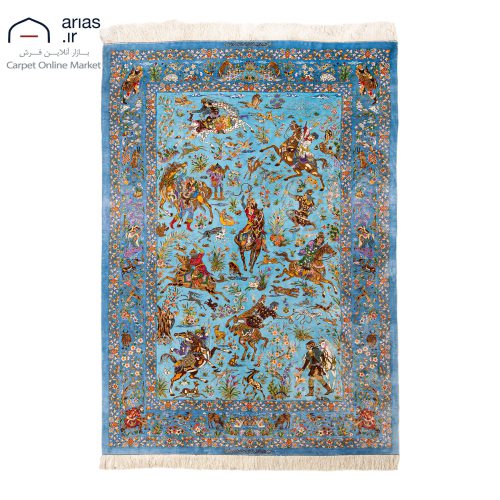 فرش دستباف 60 در 90 ابریشم نقشه شکوفه گیلاس مهپور کد D02148G