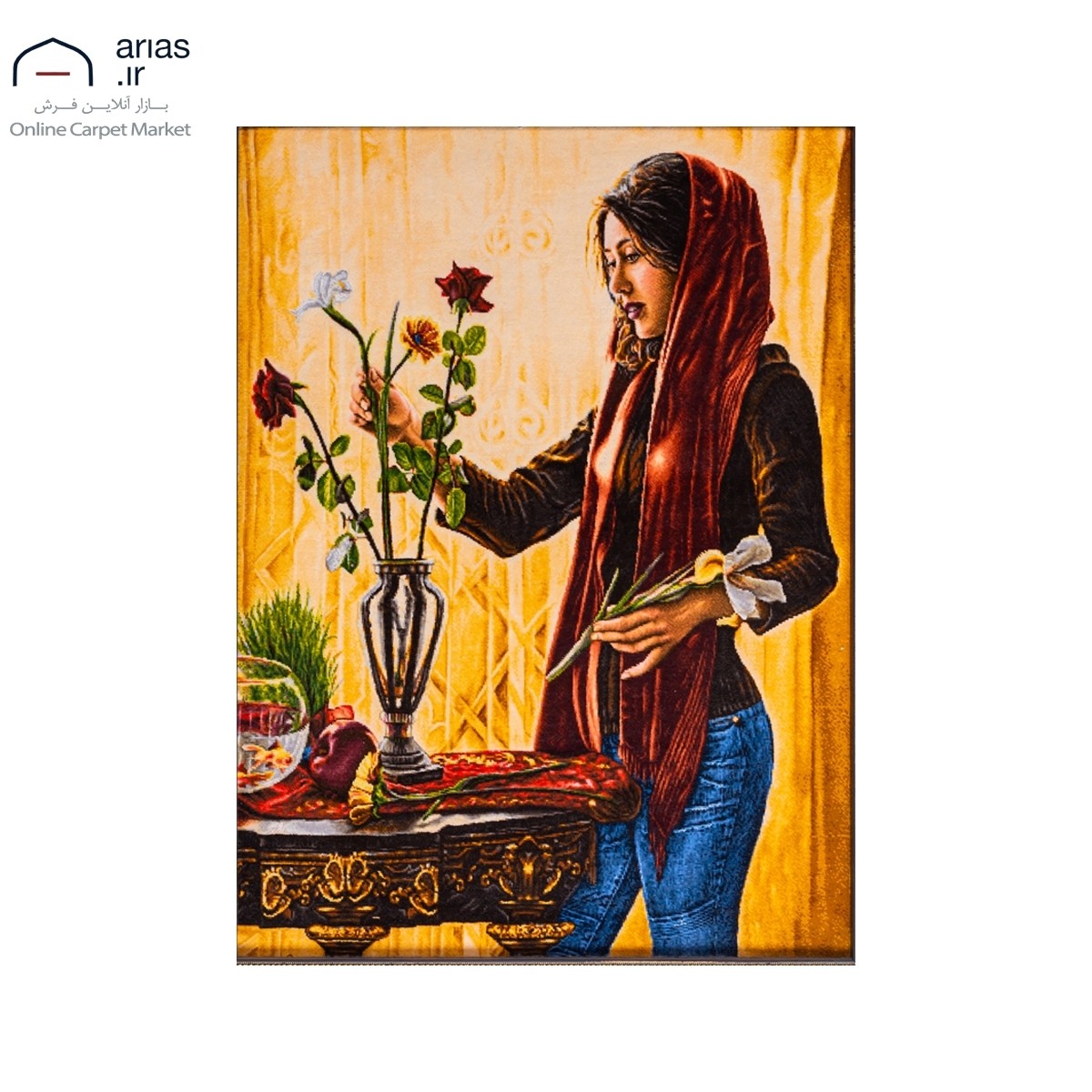 تابلو فرش دستباف چهره طرح دختر ایرانی کد T02144
