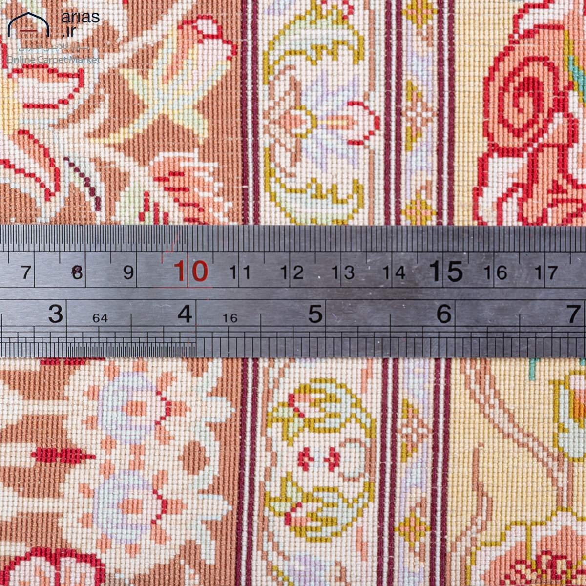 فرش دستباف ذرع و نیم تمام ابریشم طرح لچک ترنج مارک جواهری بافت قم کد D02245G