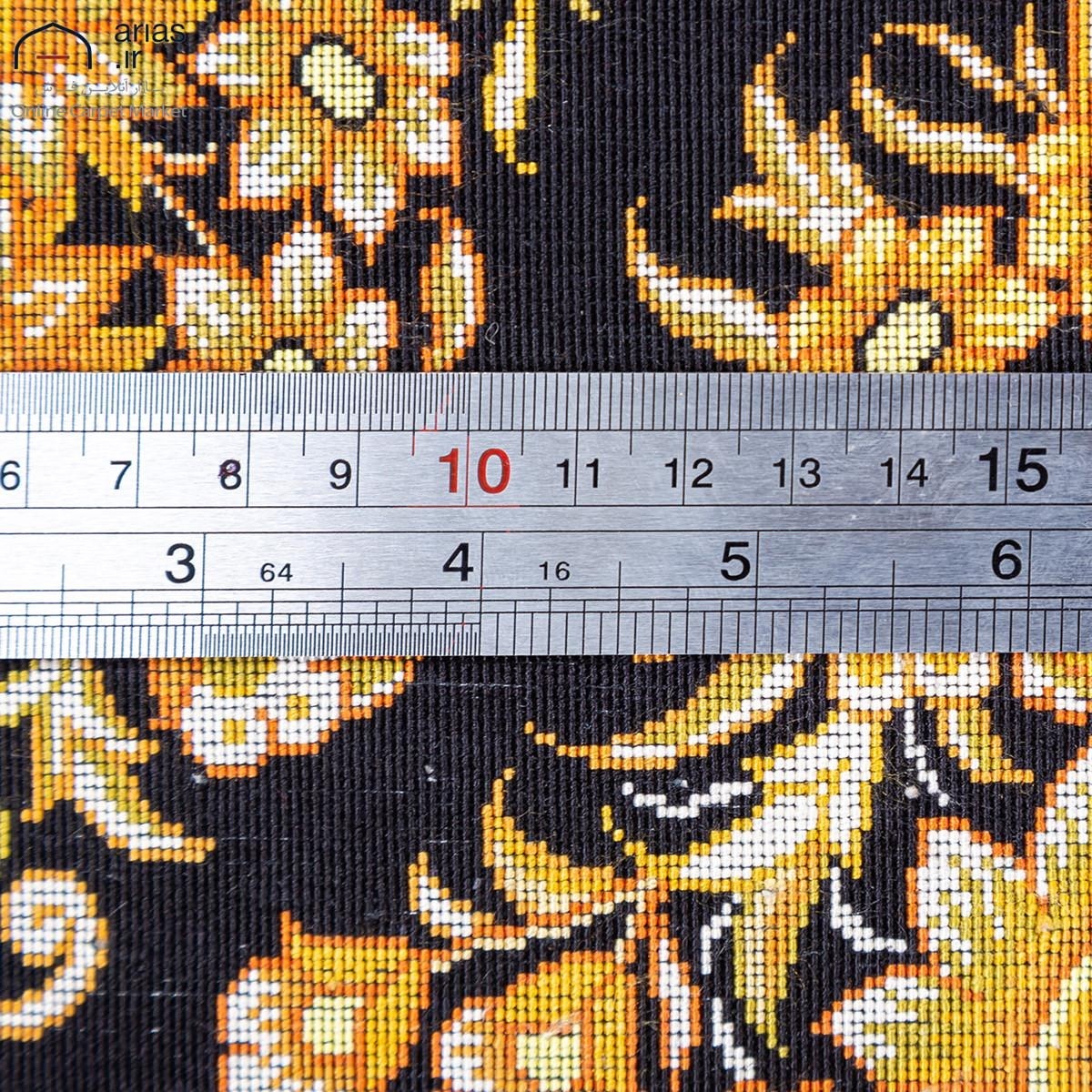 فرش دستباف سه متری ابریشم طرح لچک ترنج اشراف قم کد D02252G