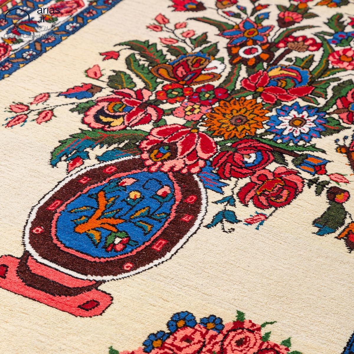 فرش دستباف ذرع و نیم طرح گلدانی یک طرفه  بافت بختیاری کد G02161
