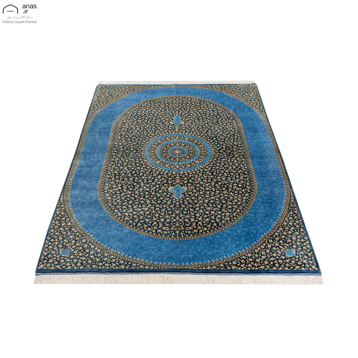 فرش دستباف ۳ متری ابریشم طرح لچک ترنج شبیری ایمانی کد D02341G