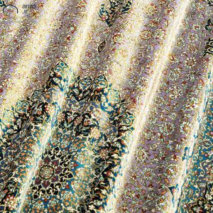 فرش دستباف سه متری تمام ابریشم نقشه لچک ترنج مارک مهربخش کد D02379G
