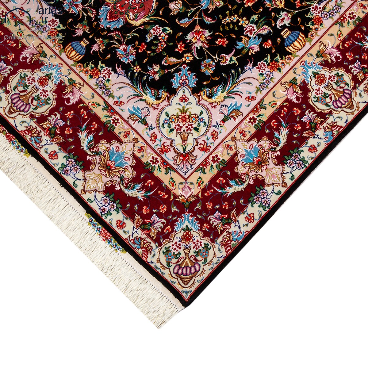 : فرش دستباف سه متری نقشه نشاط چله و گل ابریشم