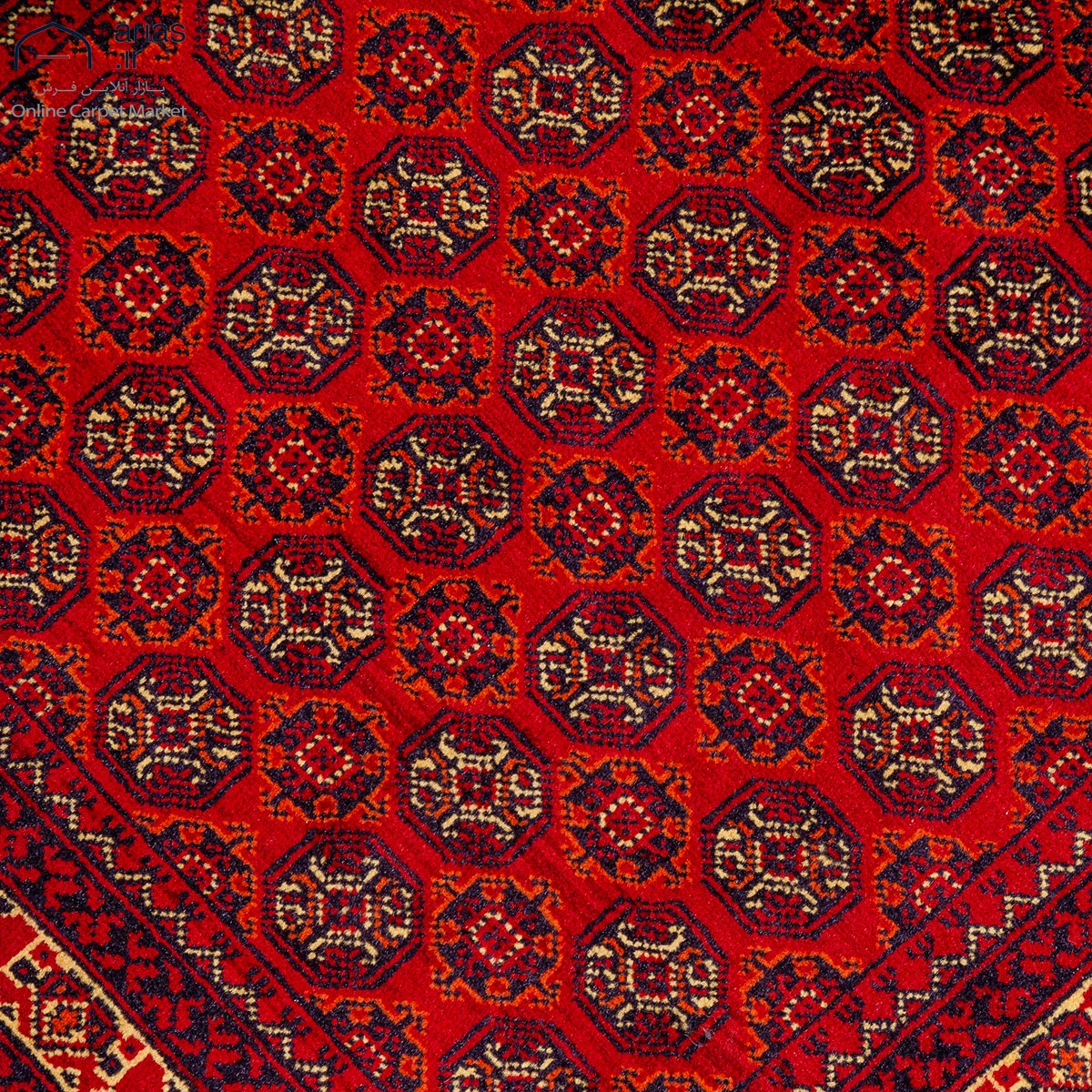 فرش دستباف ذرع و نیم چله نخ زمینه لاکی بافت افغان