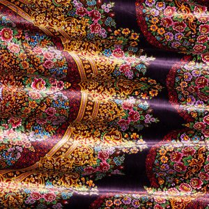 فرش دستباف مربعی تمام ابریشم زمینه عنابی مارک هاشمیان کد D02452G