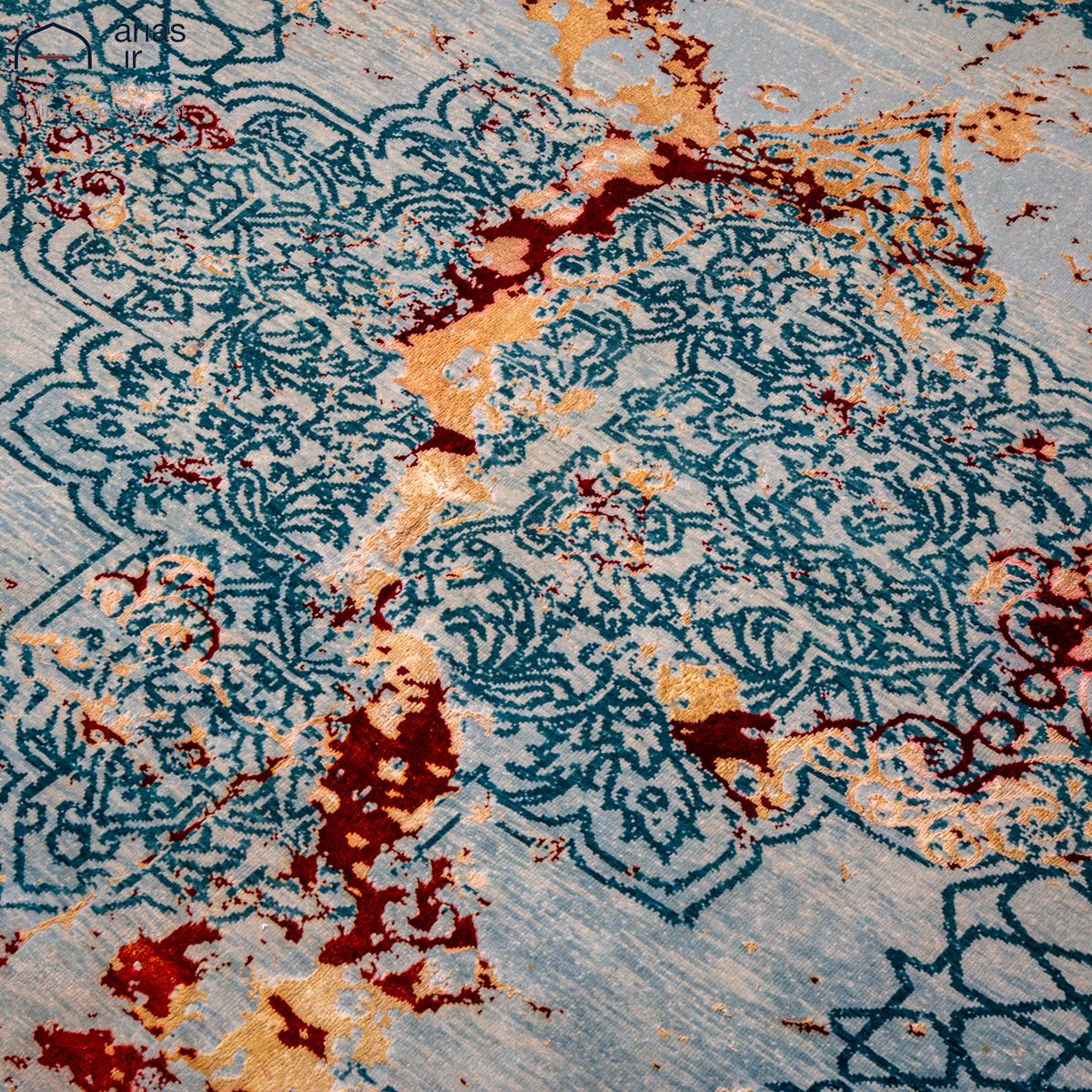 فرش مدرن دستباف سه متری گل ابریشم