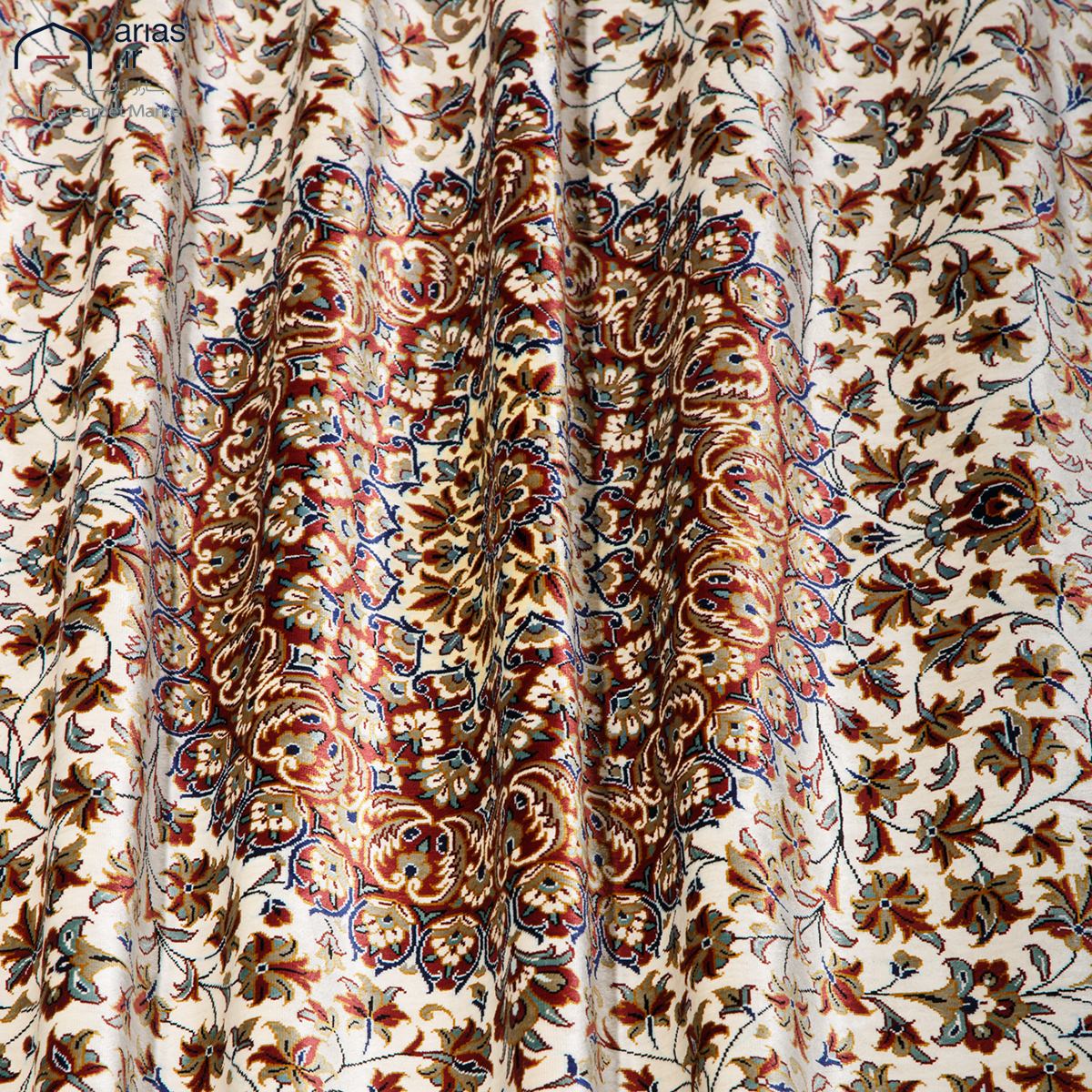 فرش دستباف 3 متری ابریشم طرح لچک ترنج الیاسی کد D02559G