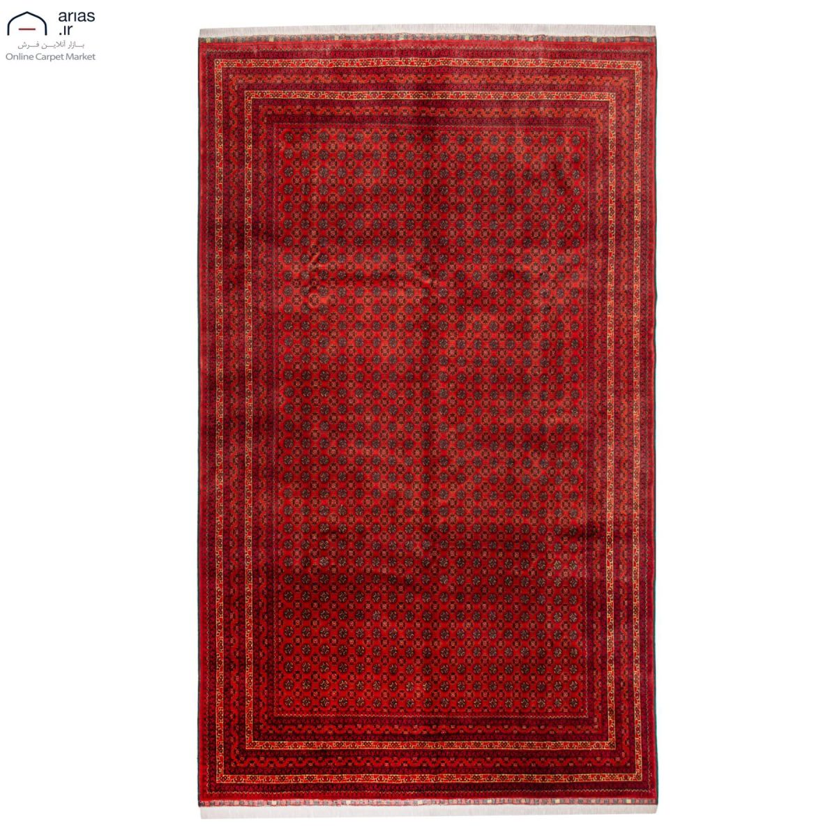 فرش دستباف شش متری عشایری زمینه لاکی بافت افغان کد D02128A