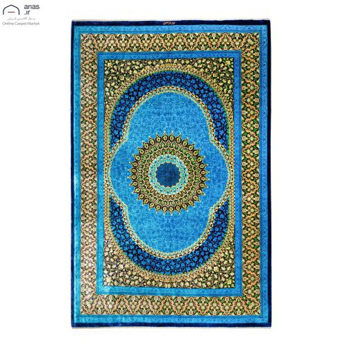 فرش دستباف مربعی تمام ابریشم طرح لچک ترنج شیرازی کد D02576G
