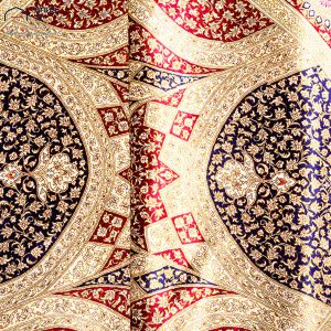 فرش دستباف مربعی تمام ابریشم طرح گنبد موسوی زنجان کد D02578G