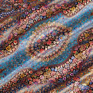 فرش دستباف ذرع و نیم تمام ابریشم طرح جمشیدی مارک خوش نژاد قم کد D02605G