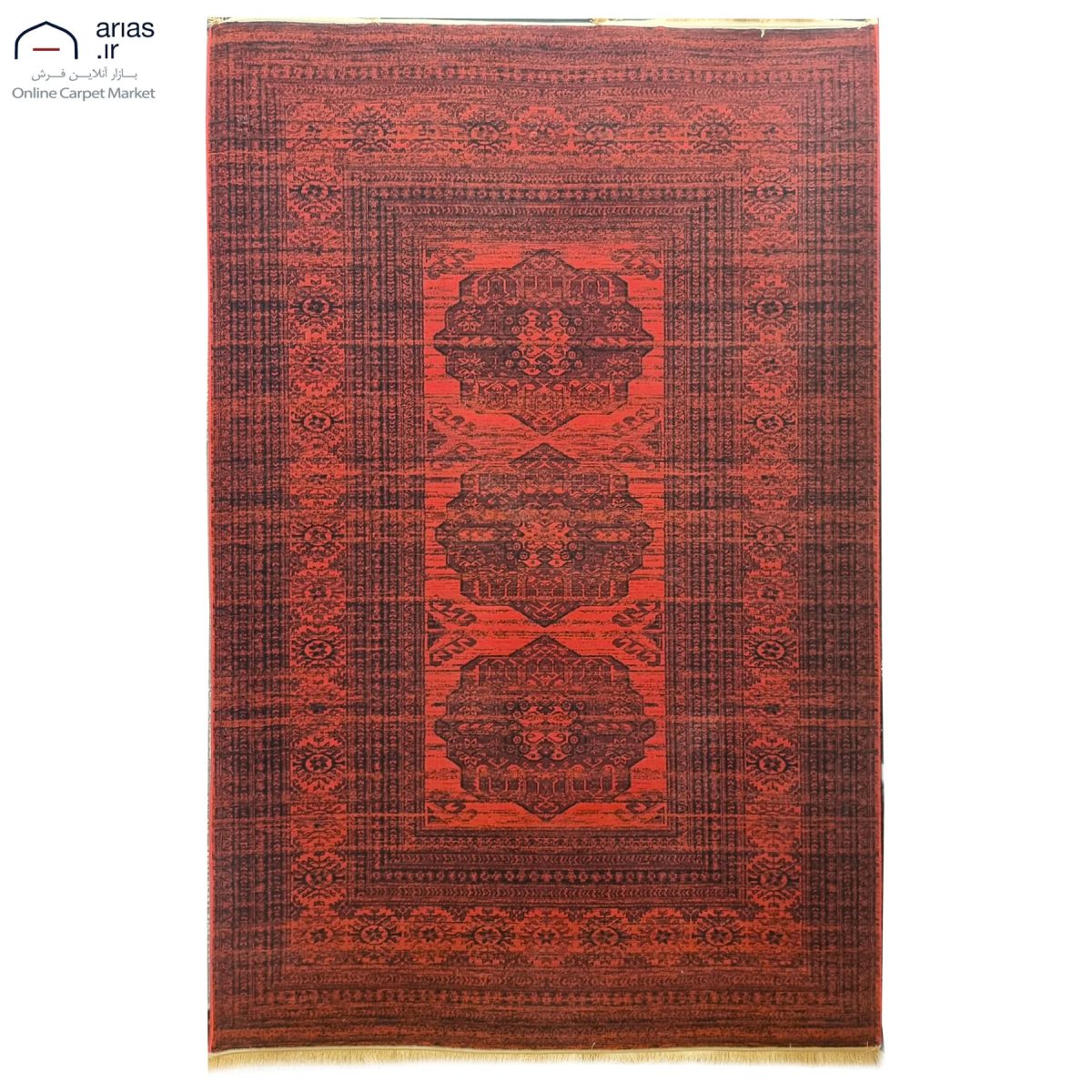 فرش ماشینی کلاسیک برند ساتراپی طرح بلوچی زمینه لاکی کد M02125