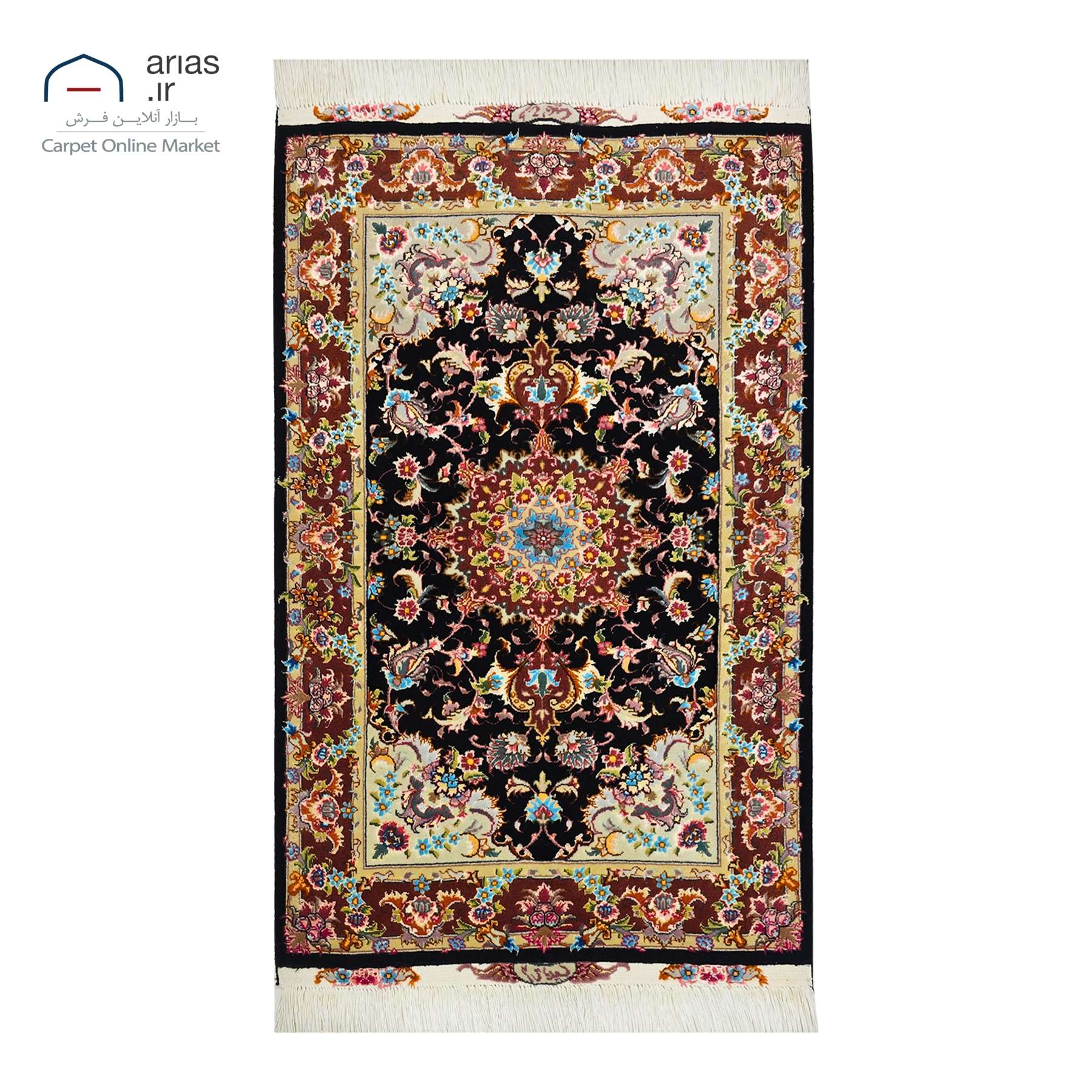 فرش دستباف ذرع چارک نقشه علیا چله نخ گل ابریشم بافت تبریز کد D11122T