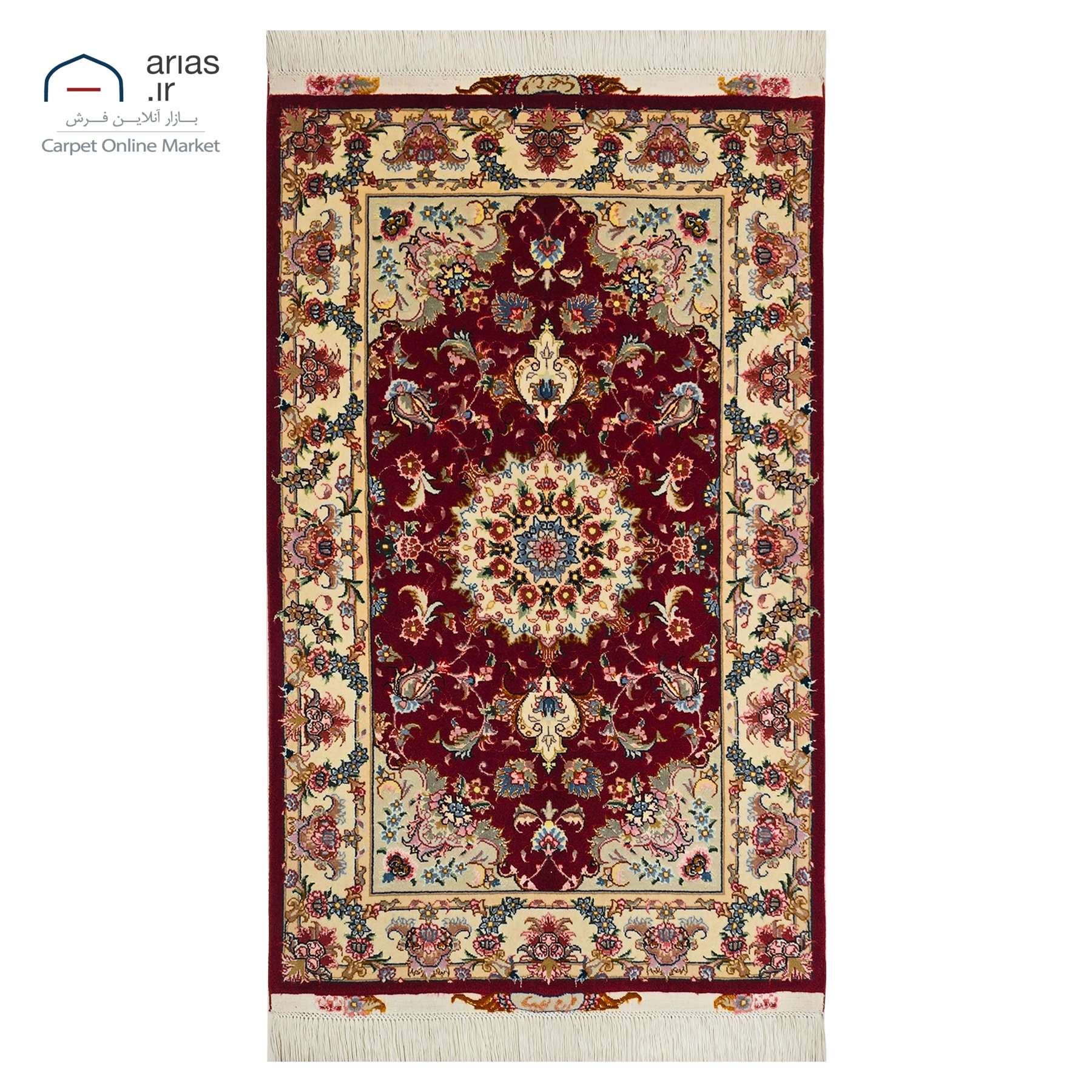 فرش دستباف ذرع چارک نقشه علیا چله نخ گل ابریشم بافت تبریز کد D11124T