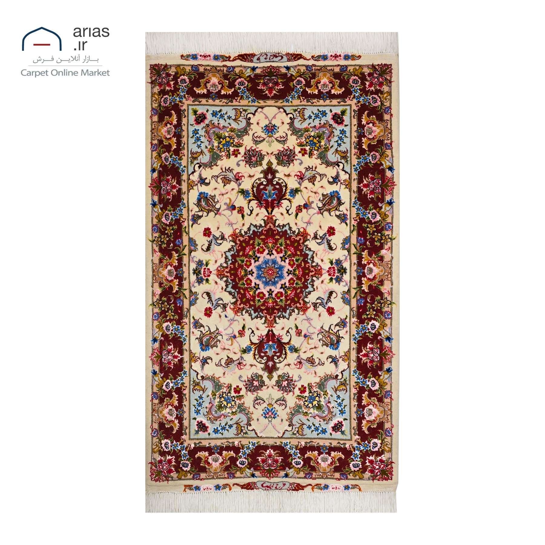 فرش دستباف ذرع چارک نقشه علیا چله نخ گل ابریشم بافت تبریز کد D11125T
