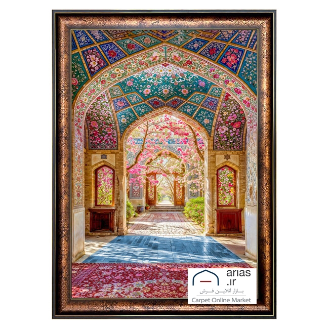 تابلو فرش ماشینی عمودی مسجد نصیرالملک شیراز کد T20105M